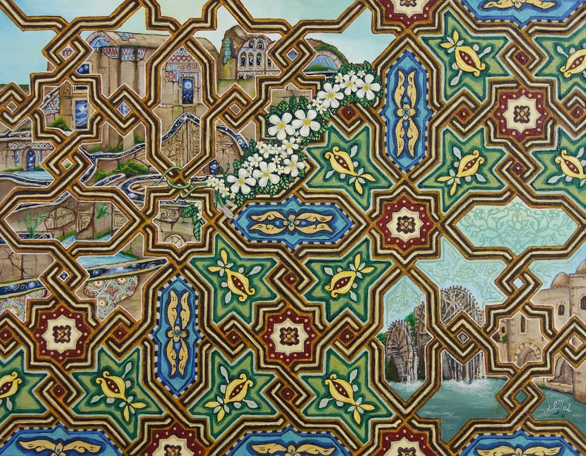 Mosaic, architecture arabesque art