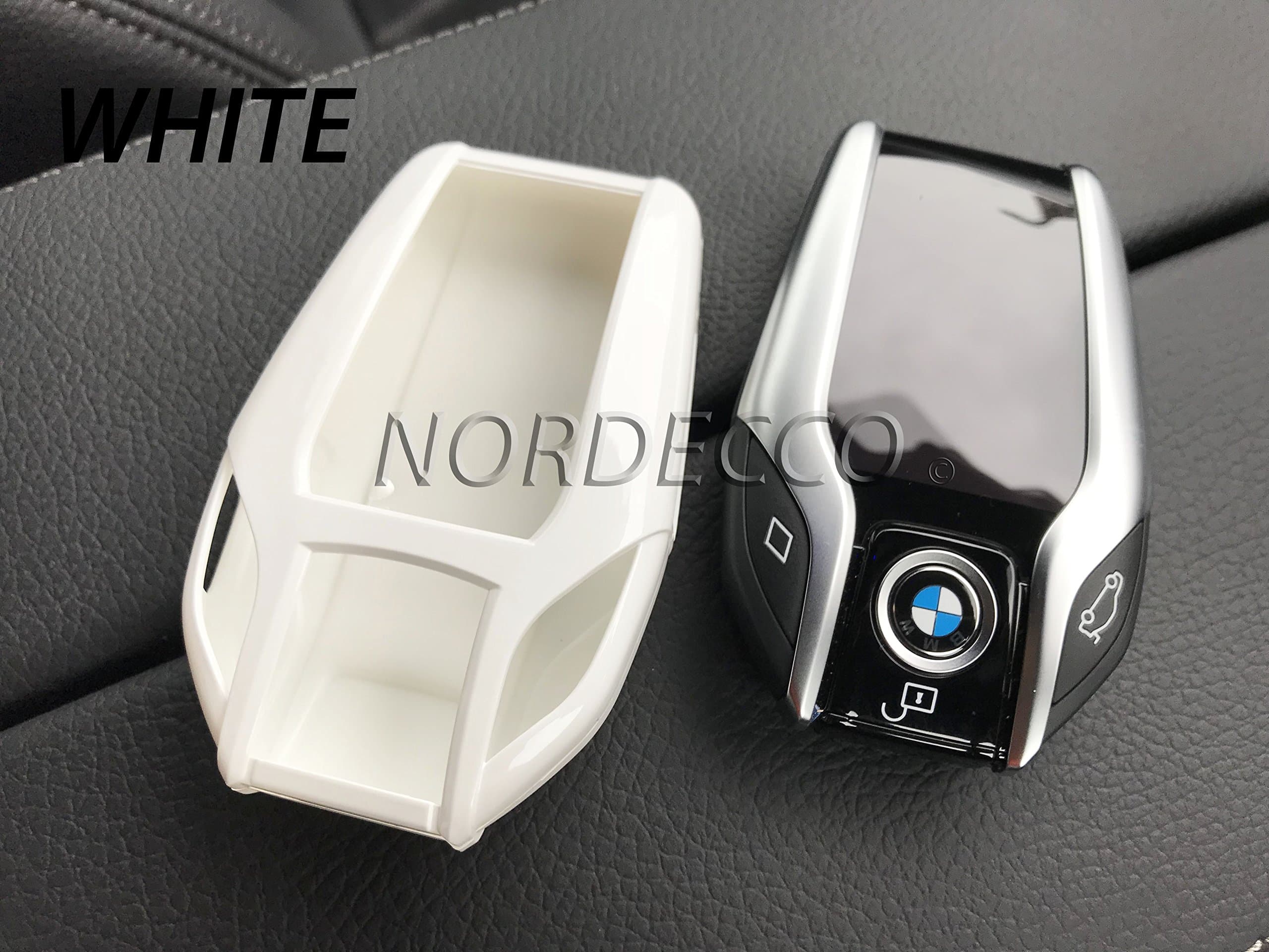 HIGH GRADE ABS HARD SHELL CASE COVER FOR KEYLESS SMART 4 BUTTON KEY FOB REMOTE CONTROL COMPATIBLE WITH BMW 5 7 SERIES G11 G30 G31 G32 MODEL MSPORT (WHITE)
