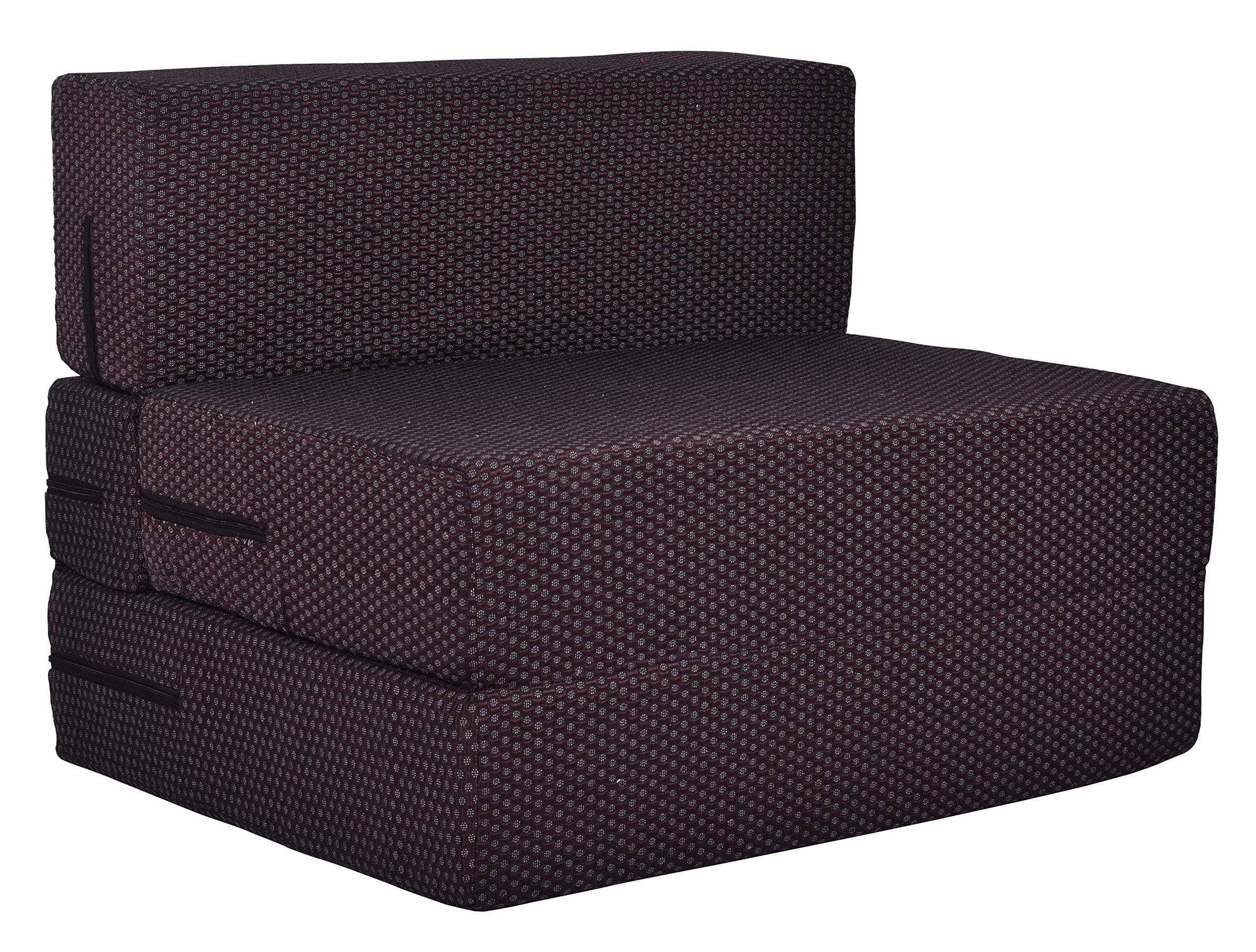 ComfyBean 1 Seater Space Saving Foldable Sofa Cum Bed with Removable Washable Cover (3 X 6 ft, Wine)