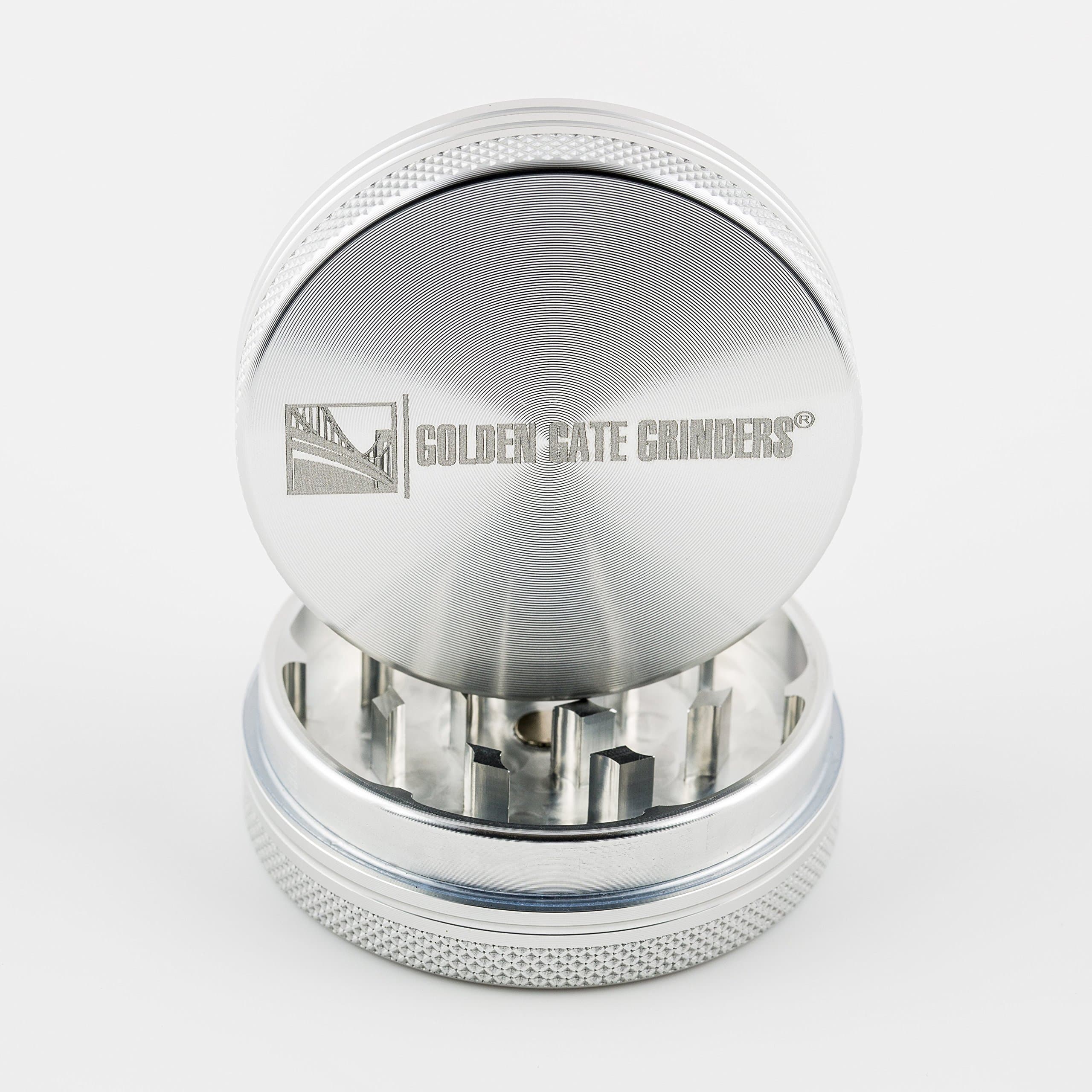 Golden Gate Grinder Large 2.5" Four Piece Space Grade Aluminum Sharp Diamond Shaped Grinder Teeth - Blue