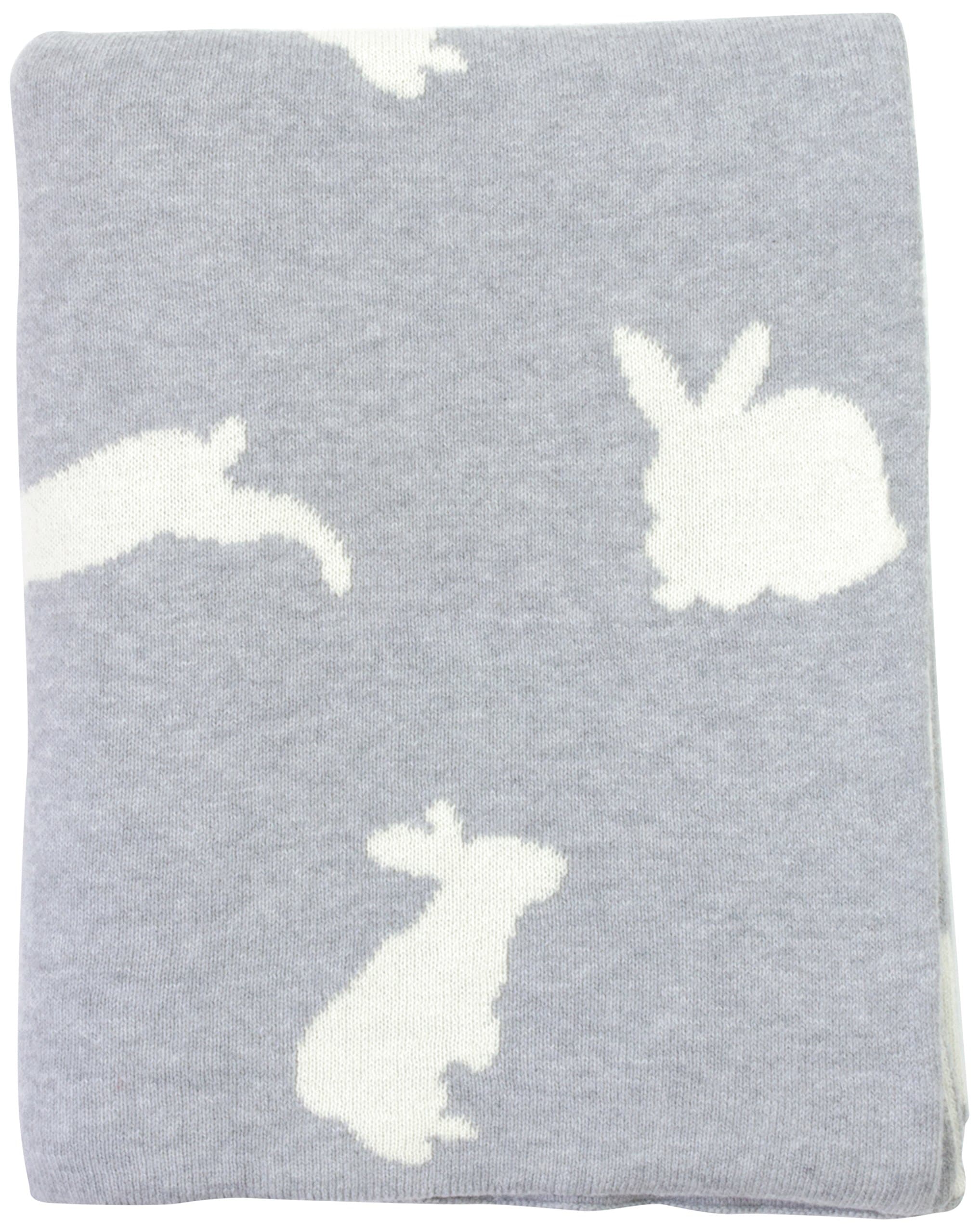 DARZZI Bunny Baby Blanket, Grey/Natural