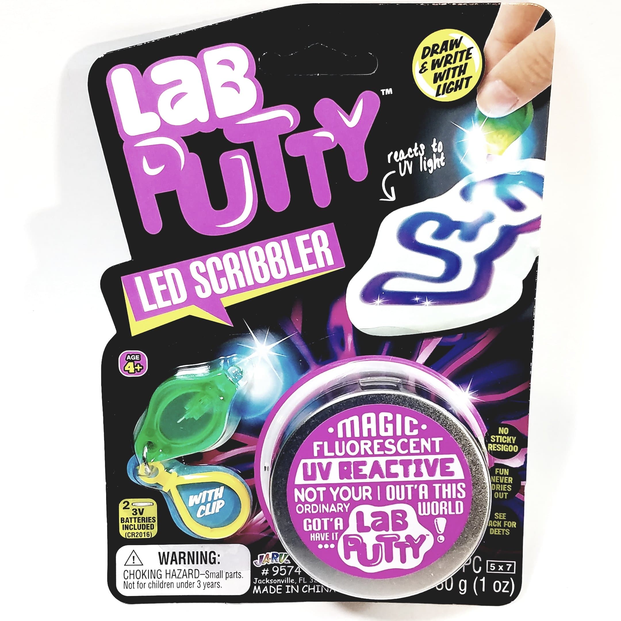Lab Putty LED Scribbler Magic Fluorescent UV Reactive Mini Putty w/Keychain 1 oz