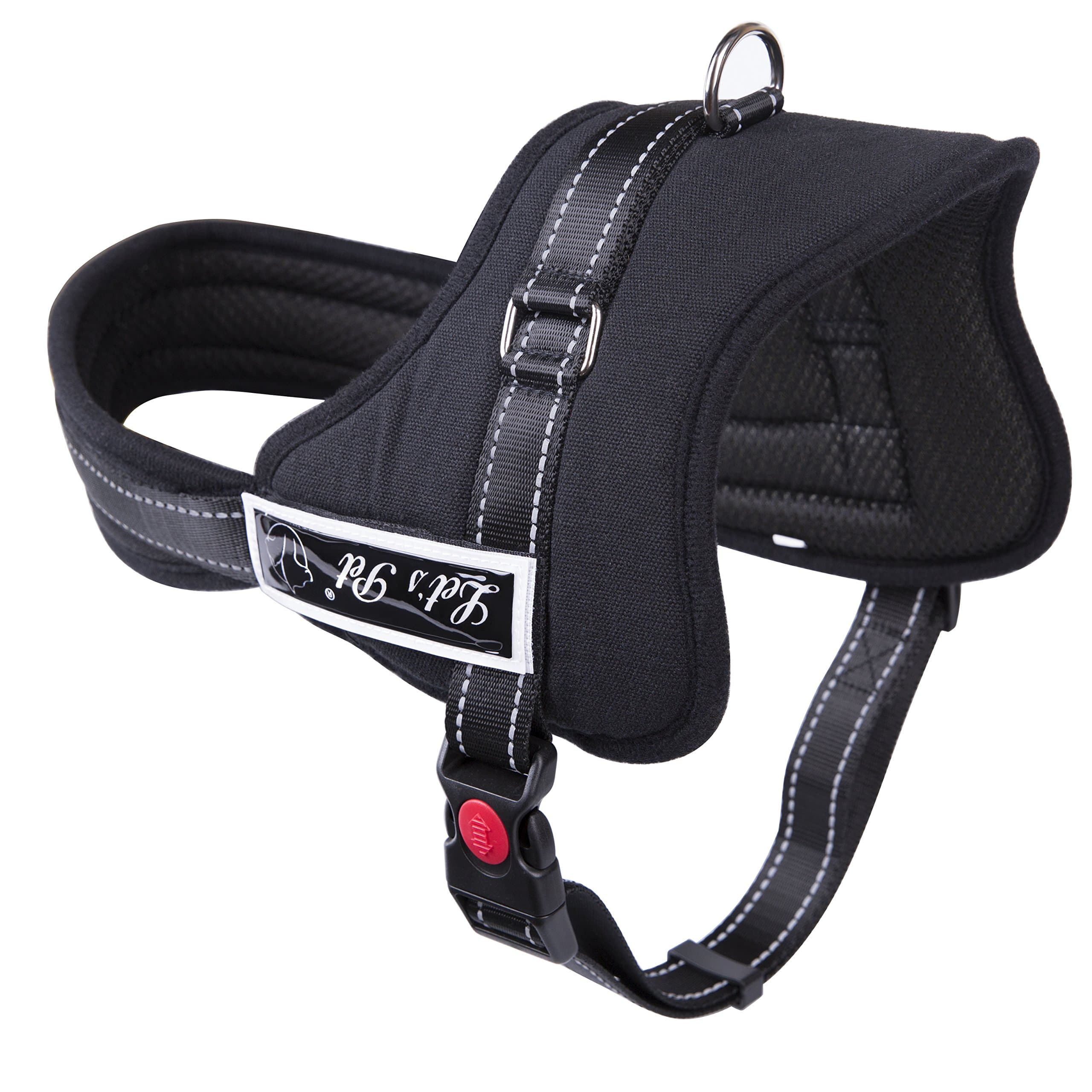 No Pull Dog Harness with Handle, Reflective Hunter Harness Heavy Duty for Running, Walking and Training, Easy Walk for Dogs Chest Girth 19.7-25.6 Inches, Black