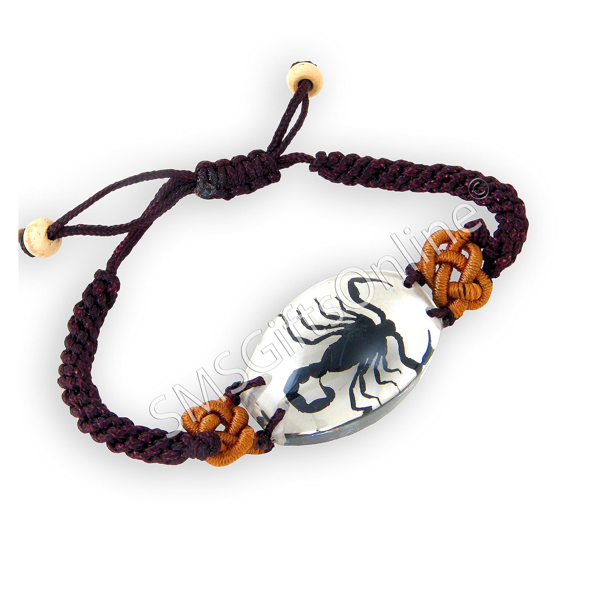Adjustable Clear Acrylic Amber Black Scorpion Bracelet / Bangle