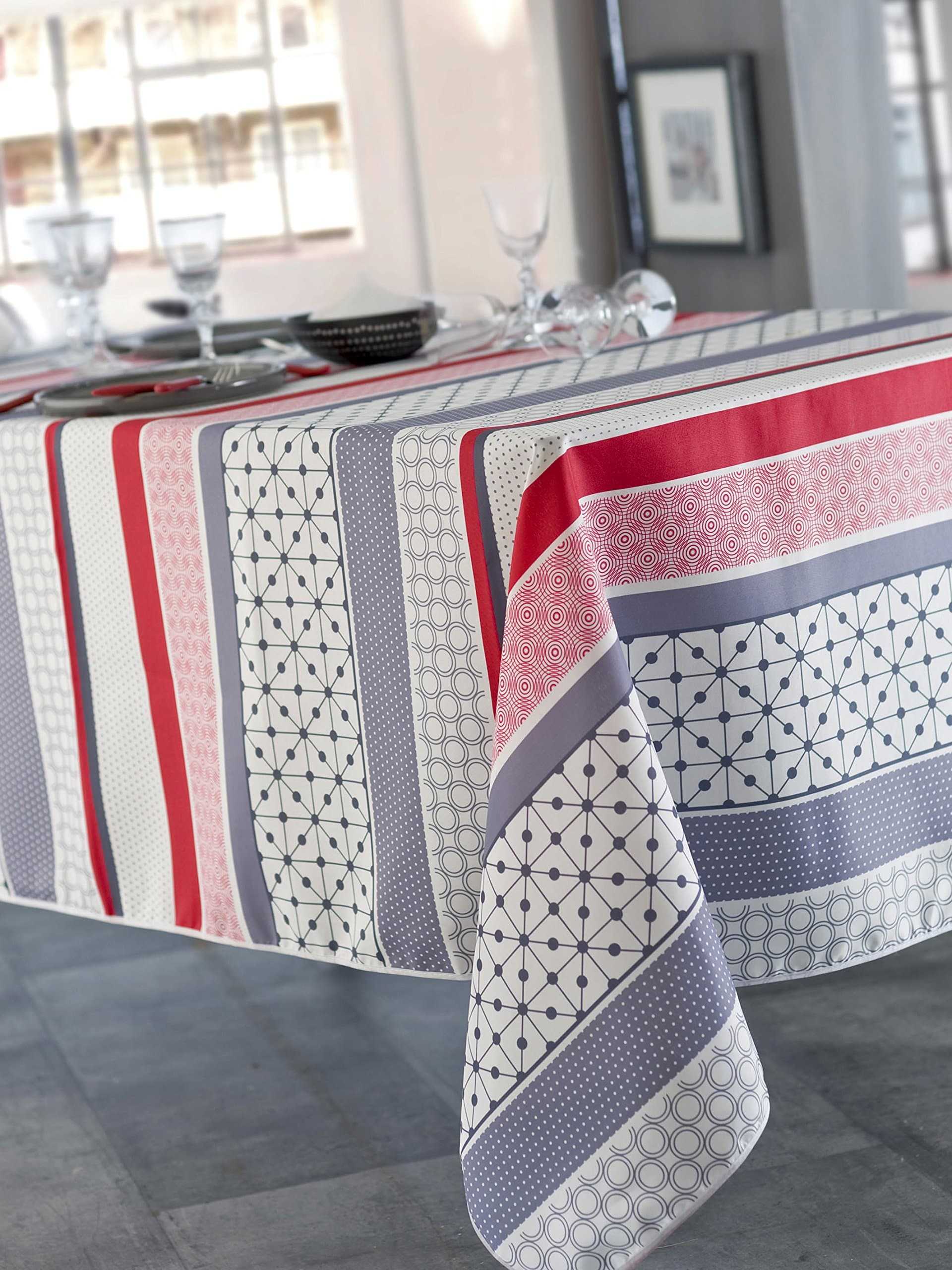 CALITEX Geomix Rectangular Tablecloth 150 x 200 cm Polyester Raspberry