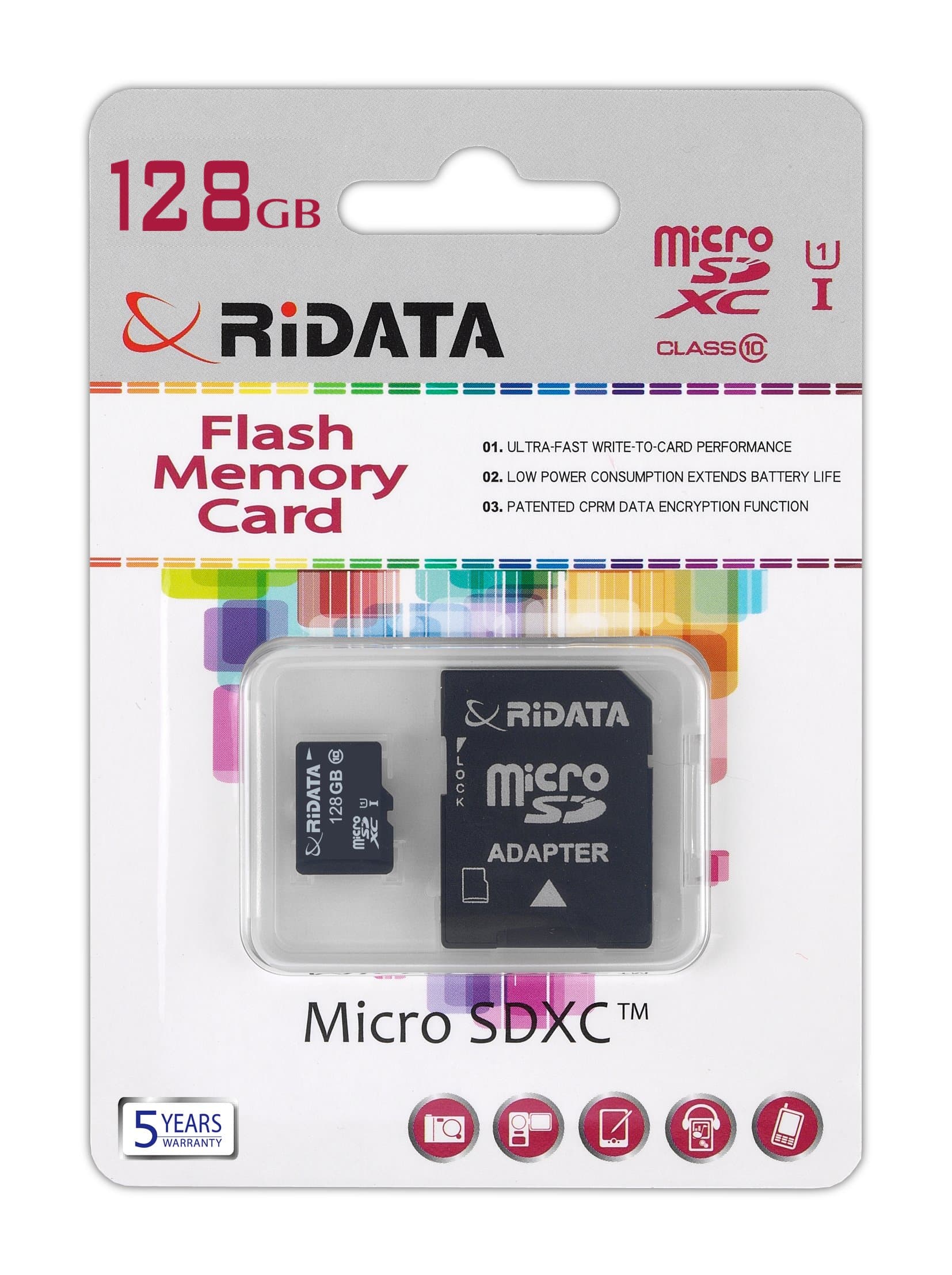 RIDATA micro SDXC 128GB for smartphone tablet smart TV camera GoPro GPS PDA MP3 MP4