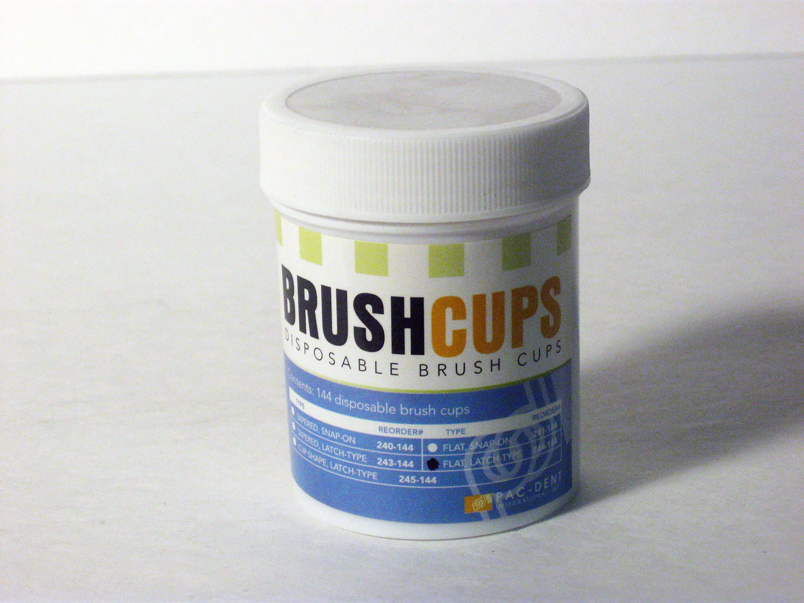 PAC-DENT 244-144 Disposable Brush Cup Latch Type - Flat Brush