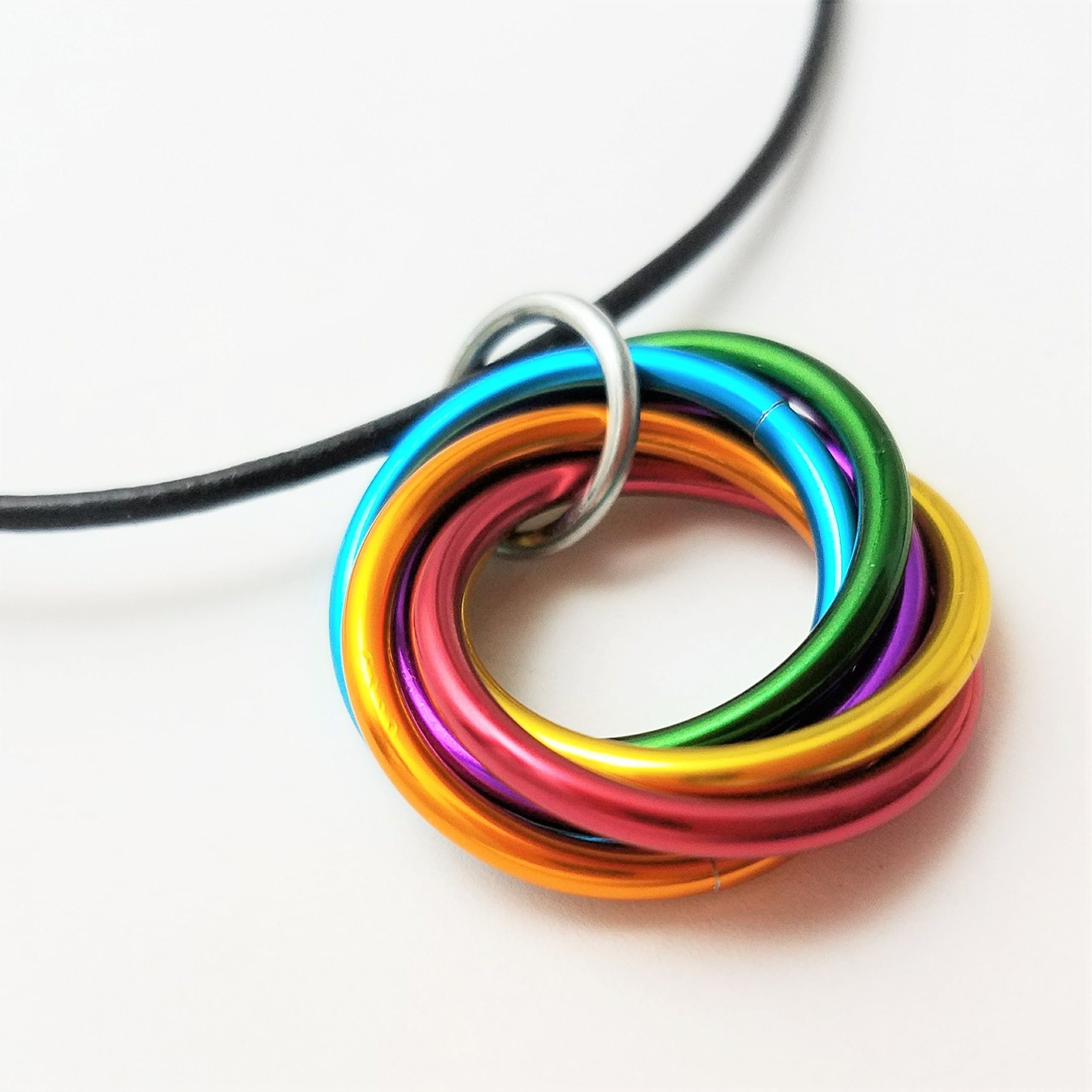Mobii Necklaces (Multicolor) Pendant Combos, Fidget Infinity Loop Forever Spiral Jewelry (Stainless Steel 18in, Rainbow, Medium)