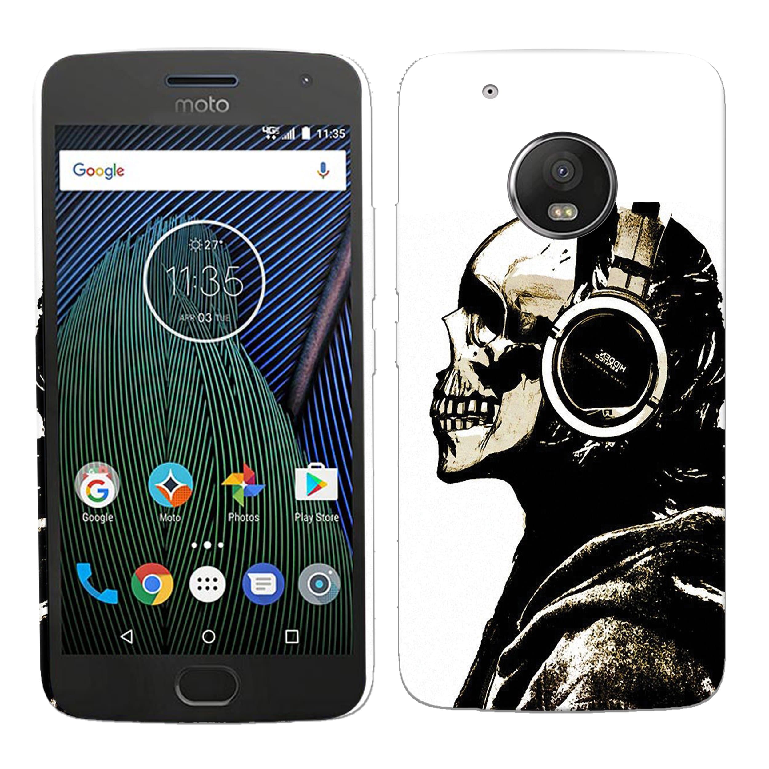 Heartly Skull Printed Designer Thin Hard Bumper Back Case Cover for Motorola Moto G5 - Headphone Black