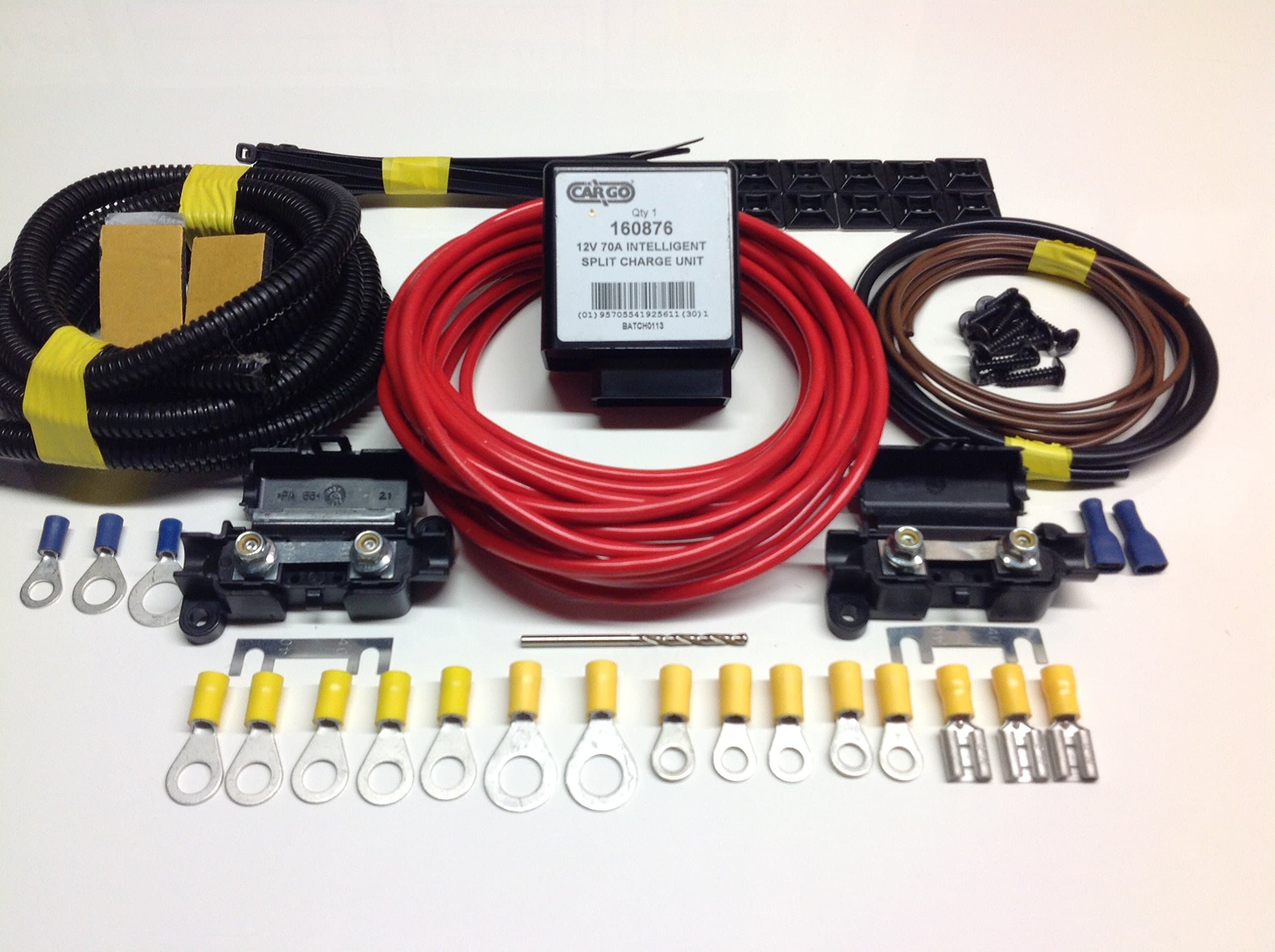 3mtr Leisure Battery Split Charging system with 12V 70amp Intelligent Voltage Sense relay SCKC073
