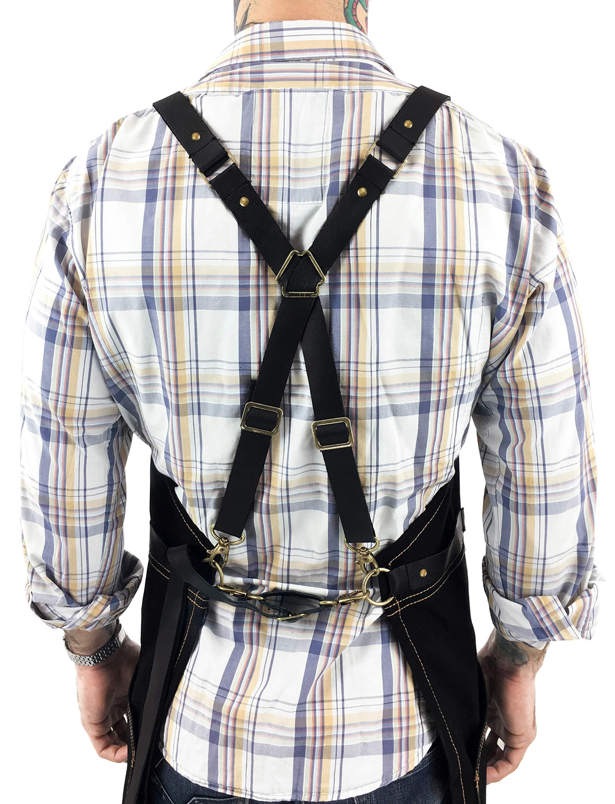 Under NY Sky Cross-Back Leather Straps Cargo Apron