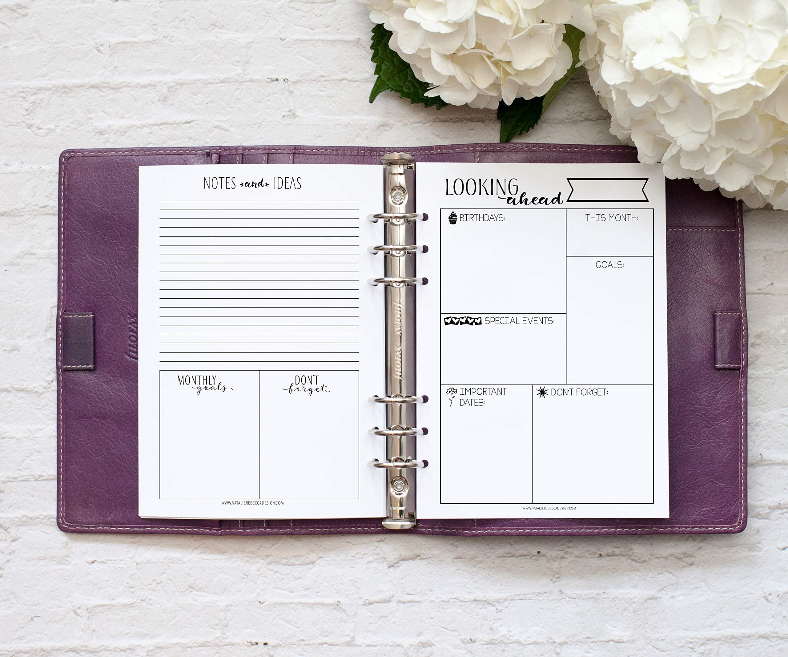 A5 Looking Ahead Monthly Reflection Insert, Six Hole Punched Refill, 1 Year Supply (Planner Not Included)