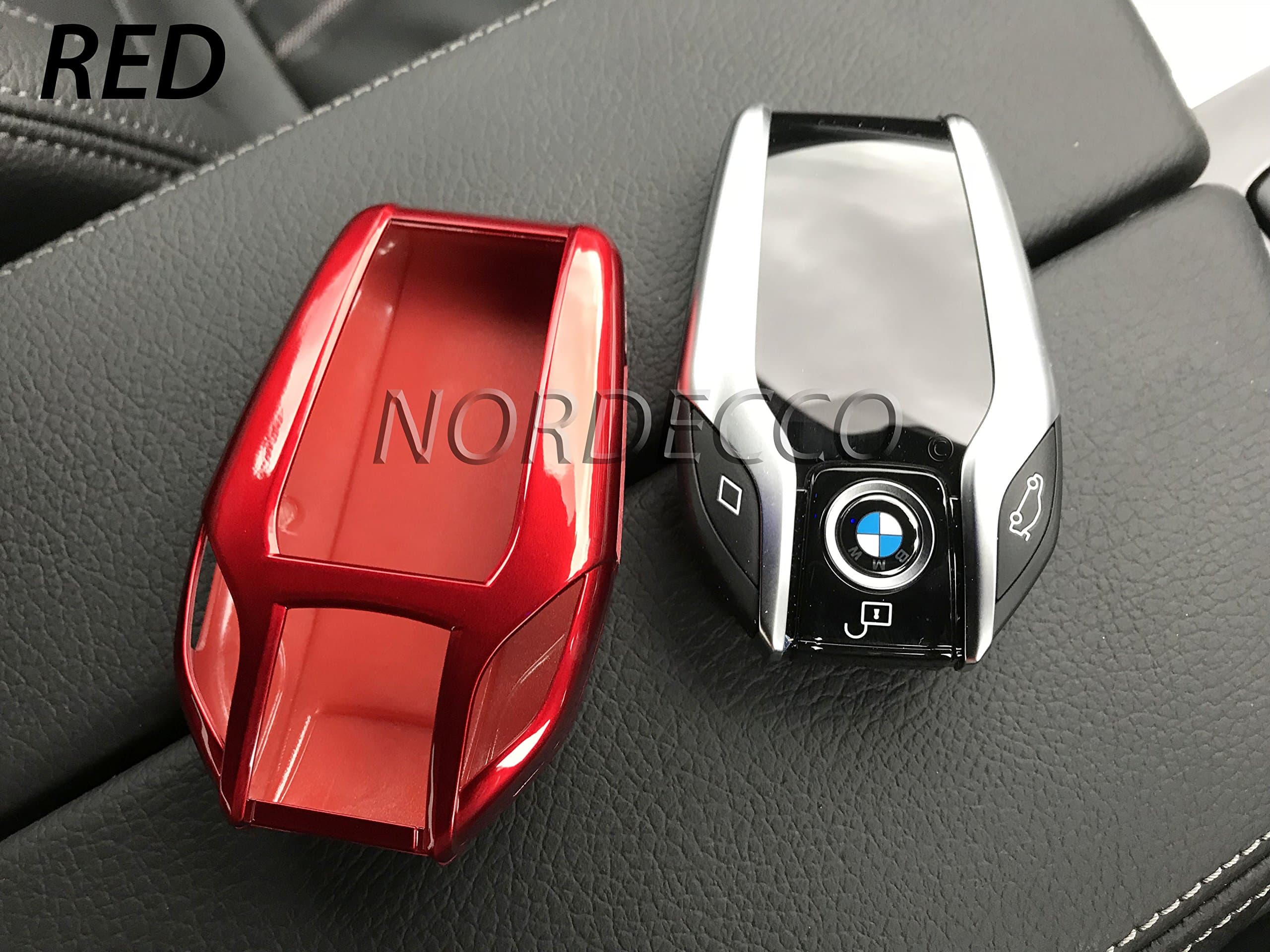 HIGH GRADE ABS HARD SHELL CASE COVER FOR KEYLESS SMART 4 BUTTON KEY FOB REMOTE CONTROL COMPATIBLE WITH BMW 5 7 SERIES G11 G30 G31 G32 MODEL MSPORT (RED)