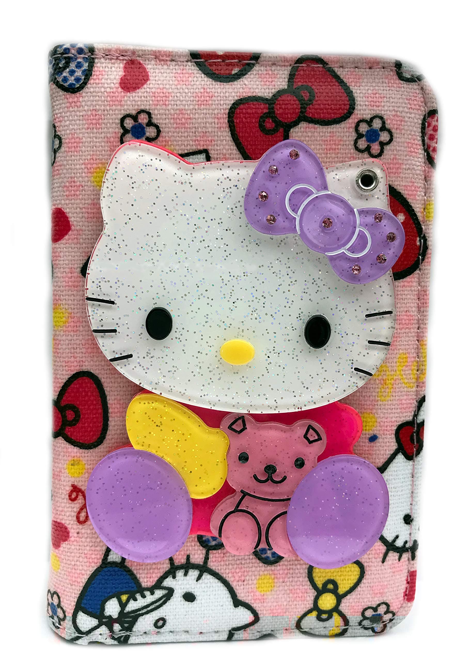 Hello Kitty Medium Mirror Snap Closure Fold Zip Coin Pink Wallet