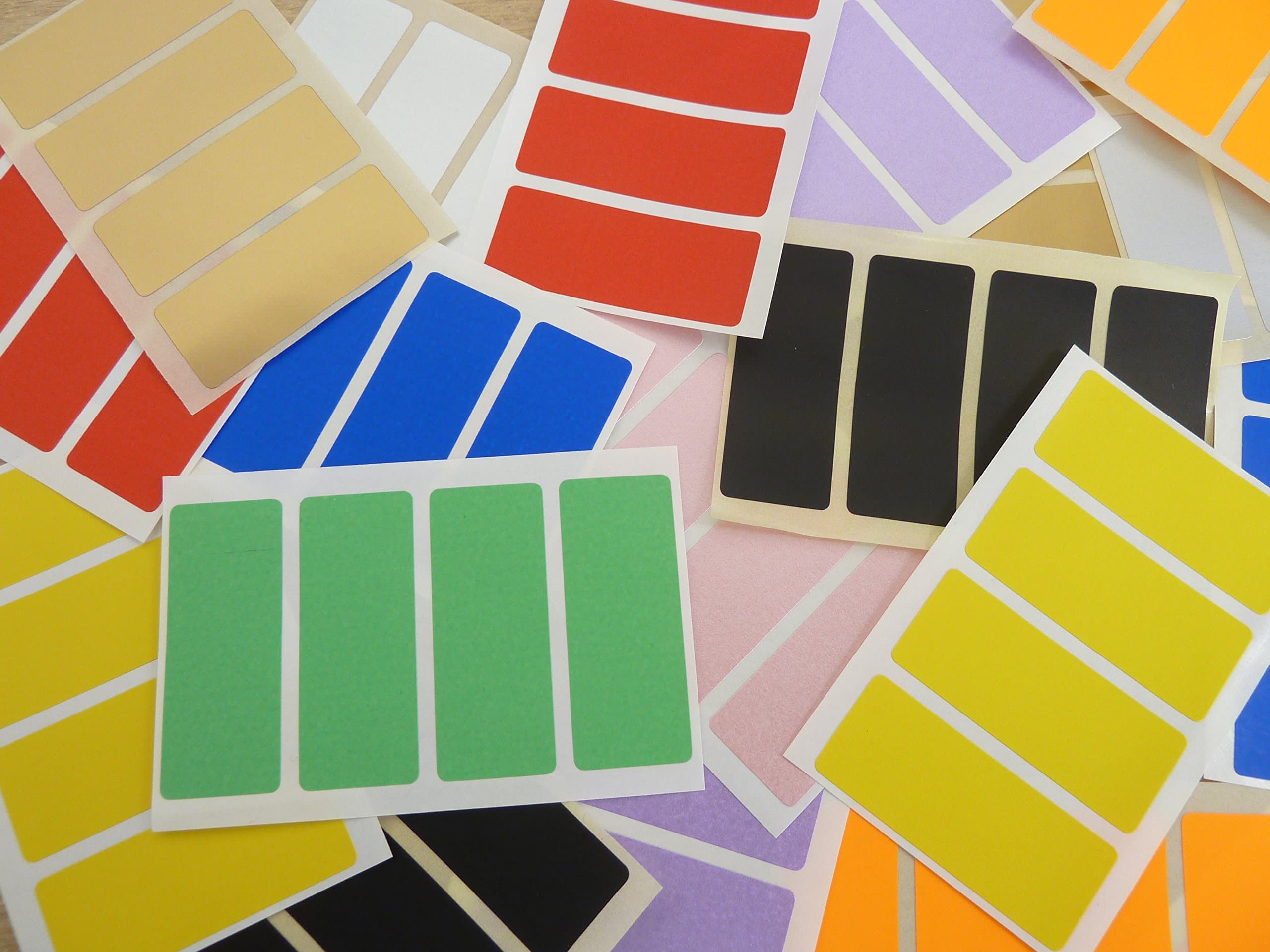 50x20mm (2" x 0.8") Rectangular Mixed Coloured Colour Sticky Labels, Colour Code Stickers - 10 Colours (80)