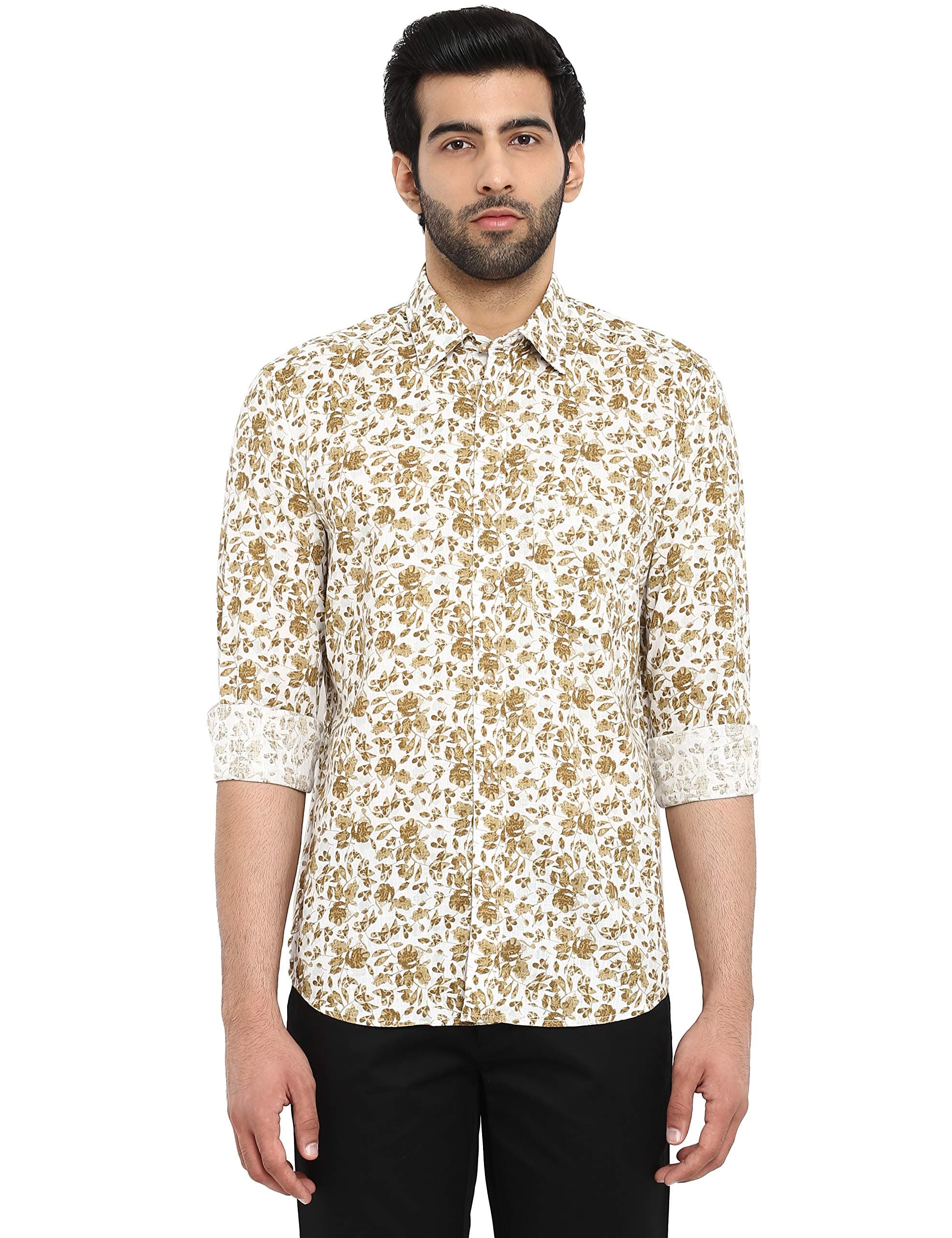 Brown Cotton Regular Fit Shirt