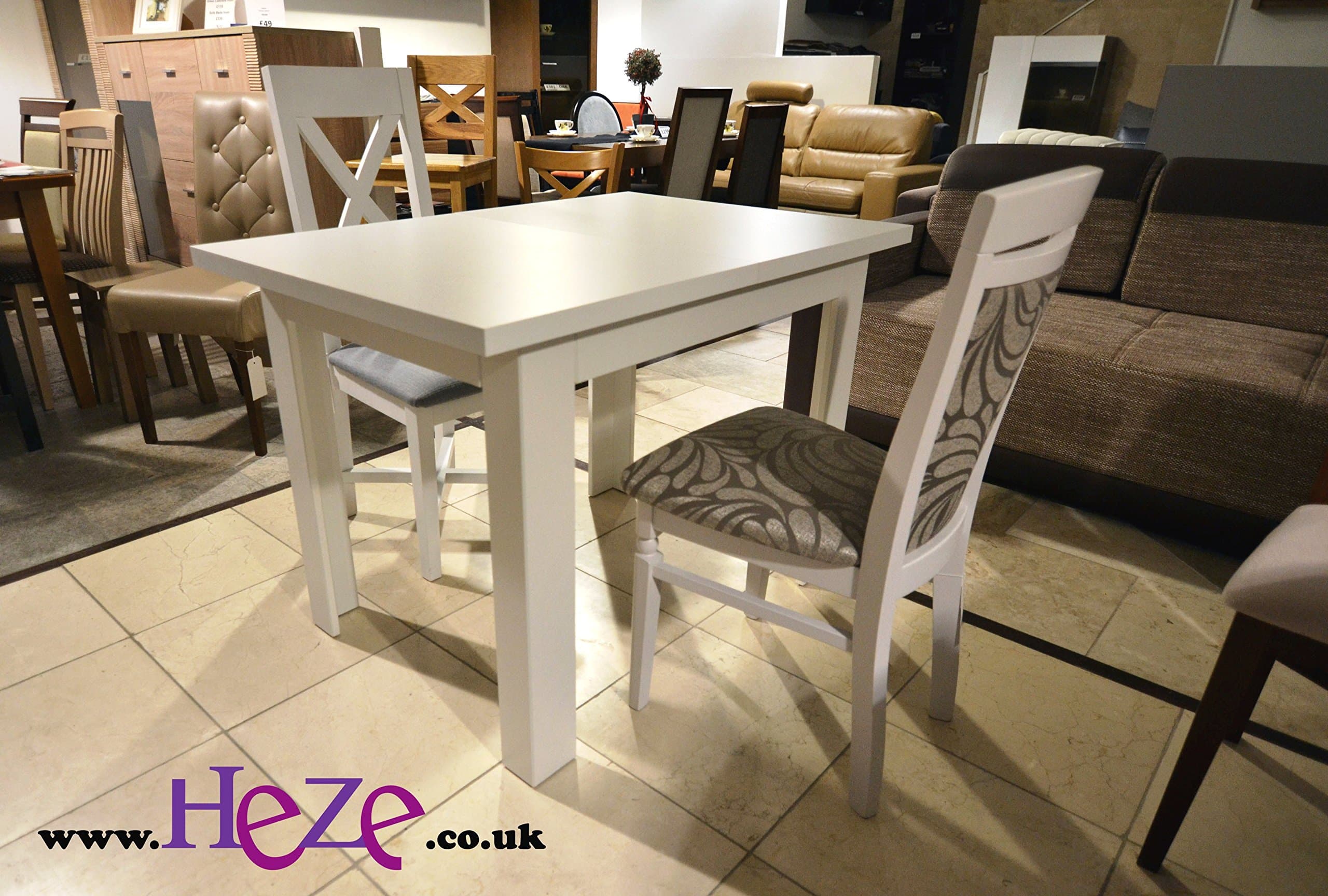 Heze Ltd Extending dining table on its own or with 4 lovely chairs, white colour (Table only)