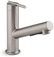 KOHLER 22976-VS Crue Pull-Out Kitchen Faucet, Pull Out Sprayer, Single-Handle, Utility Faucet, Vibrant Stainless