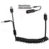 Car Music Interface, Aux Y Cable Coiled Cord, 3.5 mm Audio Jack and U-S-B in Lead Compatible for iPXs Xs Max XR X 8 7 7 Plus for BMW (Stretched Length 2M)