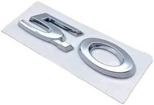 PRGRKETCTK Letter Emblem Chrome Glossy Black ABS 3.0 5. V6 V8 20T 25T 30T 35T Fit for Jaguar XJ F-Type F-PACE E-PACE Badge Trunk Logo(Silver 5.0)