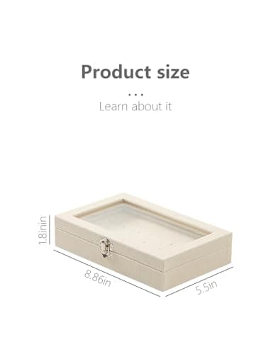 Ring Display Case,Jewelry Ring Organizer Box For Rings,Ring And Earring Holder Box For Girl,Beige Velvet 30 Slot Ring Display Tray