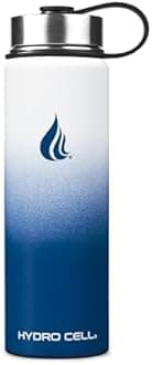 HYDRO CELL Stainless Steel Insulated Water Bottle with Straw - For Cold & Hot Drinks - Metal Vacuum Flask with Screw Cap and Modern Leakproof Sport Thermos for Adults (Navy/White 24oz)