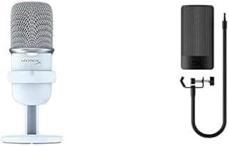 Bundle of HyperX SoloCast – USB Condenser Gaming Microphone, for PC, PS5, PS4, and Mac, Tap-to-Mute Sensor, Cardioid Polar Pattern, White + HyperX Shield Microphone Pop Filter