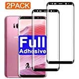 2 Pieces 【Full Adhesive】 Samsung Galaxy s8 Screen Protector 2 Pack 8s temperd Glass [9H Hardness] [High Definition] 8 s Temper Front Glue Protective Film glaxay gaxaly 【3D Curved】 (Black)