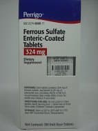 Perrigo Ferrous Sulfate 324mg Enteric-coated Red Tablets 100count