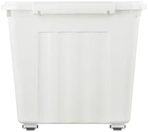 Cetomo 55L*3 Storage Boxes with Wheels, Plastic Storage Box with Lid, Latching Buckles, Click Closure, Stackable, Nesting, Durable Organizer for Home Office Clothes, White, 55L-3 Pack