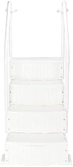 85x68x198cm White PE Plastic Swimming Pool Ladder 2-Step Non-Slip Escalator with Curved Handrail Easy to Assemble Durable Inground Pool Steps for Adults and Kids