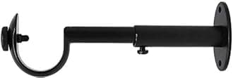 Urbanest Adjustable Solid Zinc Curtain Rod Bracket Wall Holder, Fits 1-inch Diameter Rod, Black