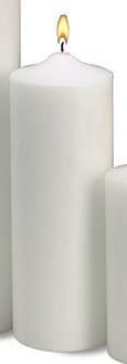 3" X 9" Solid White Stearine Pillar Candle