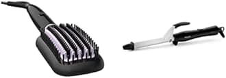 Philips BHH880/10 Heated Straightening Brush with Technology (Black) & Philips BHB862 Hair Curler 40 Watts, Black/White