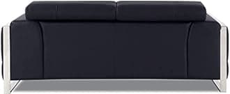 BlackJack Furniture Gianni Top Grain Italian Leather Loveseat with 9-Position Adjustable Headrests, Contemporary Geometric Pattern, Chrome Hardware & Durable Hardwood Frame, Jet Black