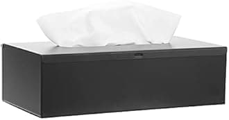 Sumnacon Rectangular Tissue Box Cover - Stylish Stainless Steel Tissue Box Holder, Modern Metal Facial Tissue Holder for Dresser Table Night Stand Bathroom Vanity Home Office Bar Decor, Black