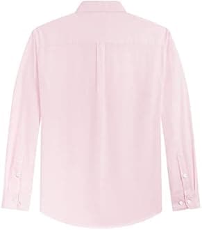 J.VER Boy's Long Sleeve Oxford Dress Shirts Solid Casual Button Down Collar Shirt Kids Formal Light Pink 16 Years-17 Years