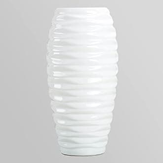 White Ceramic Flower Vase ornament Home Wedding table centerpiece Decoration Ornamental Vases (Tall Embossed 30cm)