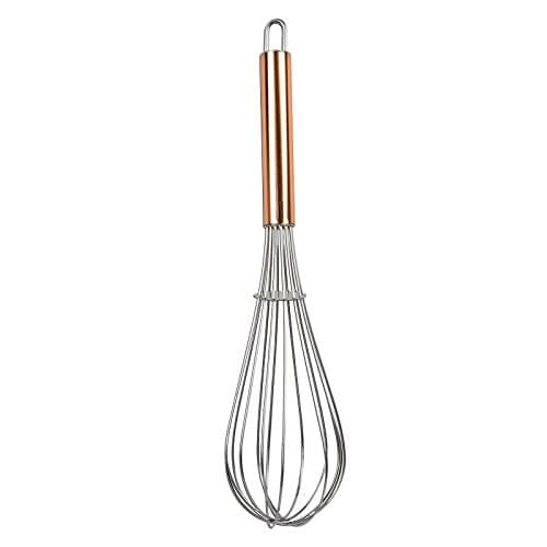 Stainless Steel Large Whisk With Metallic Copper Handle Hanging Loop 11inch