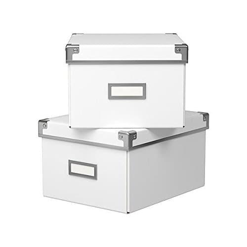 Ikea Kassett Storage DVD Boxes With Lid, 2 Pack, White, 8 1/4 x 10 1/4 x 6''