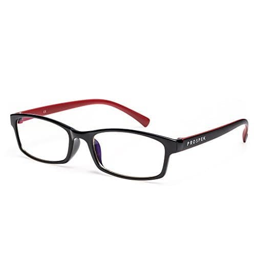 PROSPEK Reading Computer Glasses - Blue Light Blocking Glasses - Professional (+2.00 Magnification I Regular Size, Red and Black)