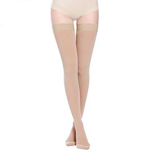Thigh High Compression Socks, Firm Support 20-30 mmHg Gradient Compression Stockings with Silicone Band. Treatment for Runnin