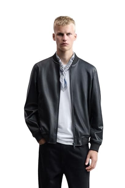 Mens Leather Jacket Formal Black