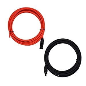 ECO-WORTHY1 Pair PV Solar Panel Extensions Cable 16.4 Ft with Solar Male and Female Connector(16FT Red + 16FT Black)