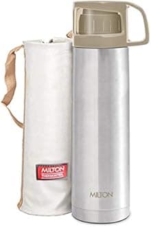 MILTON Glassy 750 Thermosteel Vacuum Insulated Double Walled Flask with Drinking Cup lid & Jacket, 750 ml Water Bottles,24 Hours Hot & Cold, Easy to Carry,Rust Proof, Tea, Coffee, Travel Bottle,Grey