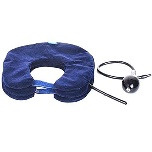 Inflatable Cervical Neck Traction Device - Improve Spine Alignment to Reduce Neck Pain - EasyNeck Cervical Collar Adjustable - Blue