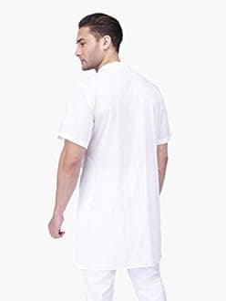 Rajubhai Hargovindas Men's White Fine Cotton Long Kurta | Round Neck | 10 Colours |
