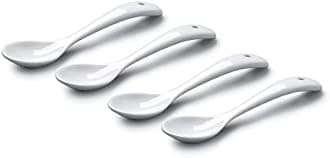 WM Bartleet & Sons 1750 TSET153 Set of 4 Traditional Porcelain Condiment Spoons for Jam, Sugar and Sauces (11cm) – White
