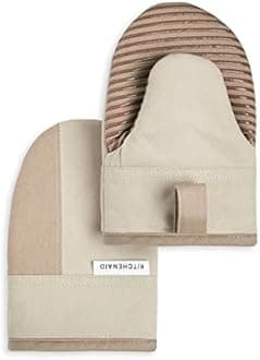 KitchenAid Kitchen Aid Beacon Mini Oven Mitt Set, 5.5"x8", Milkshake/Beige