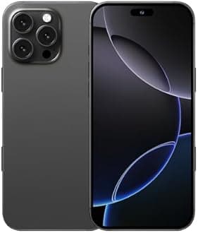 I16 PROMAX unlocked phone, Android 14 8GB,7.3-inch high-definition AMOLED screen smartphone, 8000mAh battery, facial recognition/fingerprint lock/5G/photo/GPS phone (Titanium black,128)